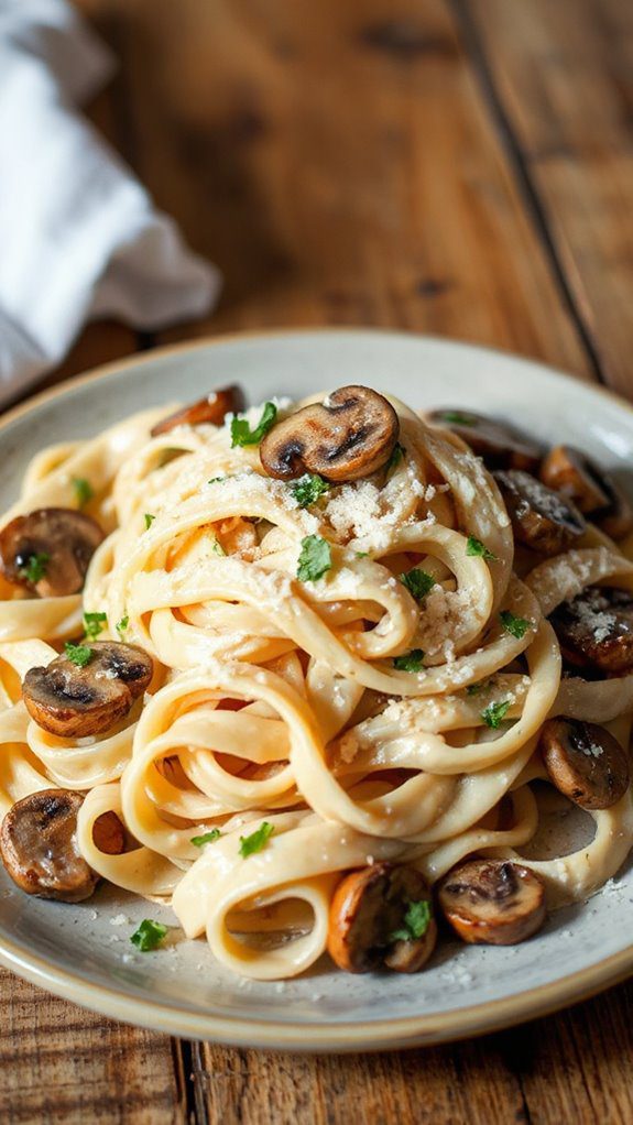 creamy garlic mushroom pasta
