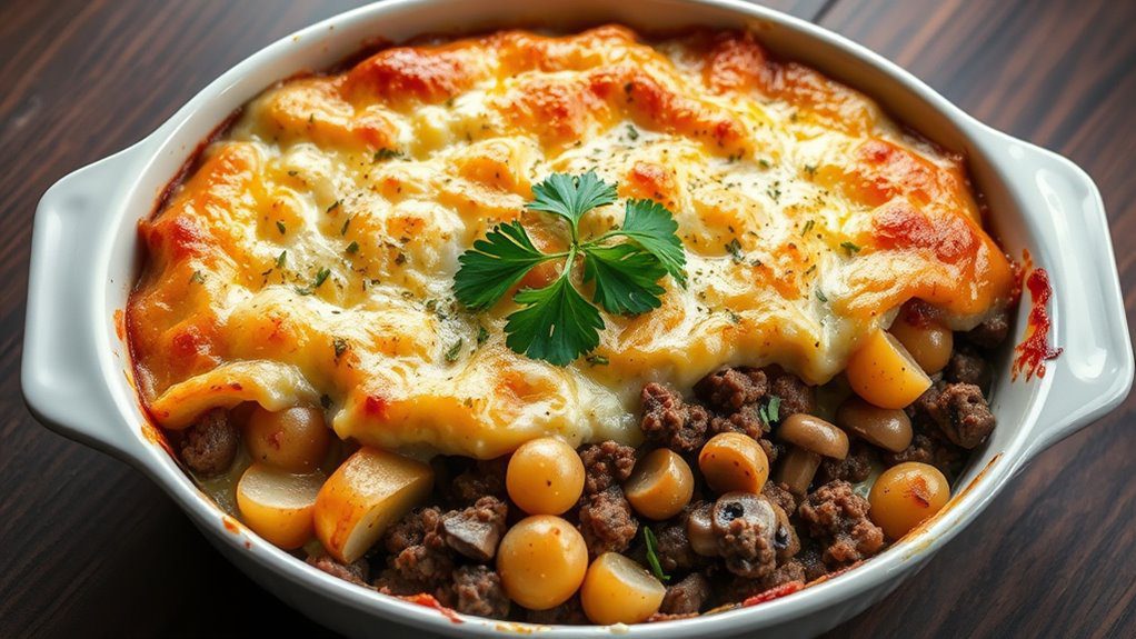 creamy mushroom hamburger casserole