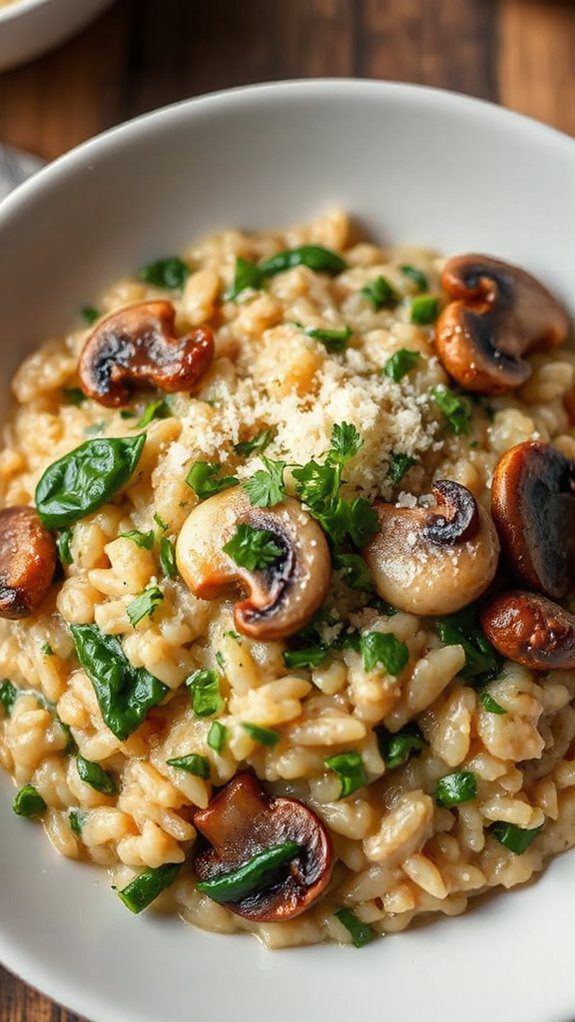 creamy mushroom spinach risotto