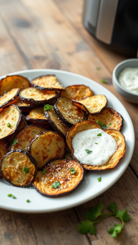 crispy air fried eggplant chips