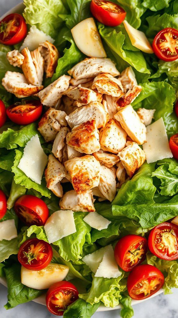 crispy chicken romaine greens