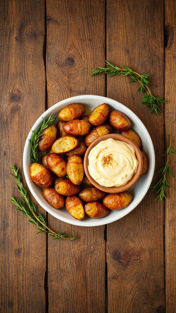 crispy fingerling potatoes served