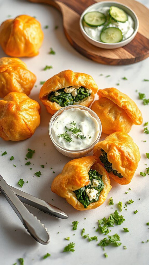 crispy spinach feta appetizers
