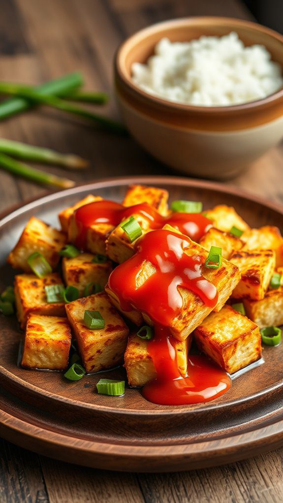 crispy tofu with sauce