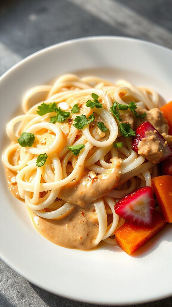 daikon noodles with peanut sauce