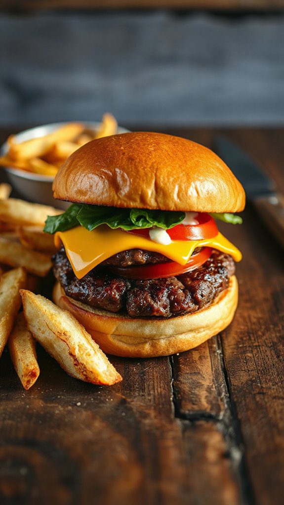 delicious burger and fries delicious burger and fries