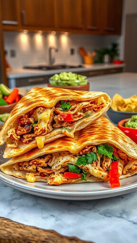 delicious chicken filled quesadillas