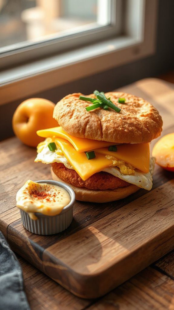 delicious egg and cheese sandwich
