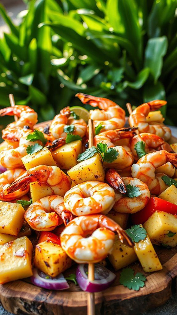 delicious shrimp and pineapple skewers