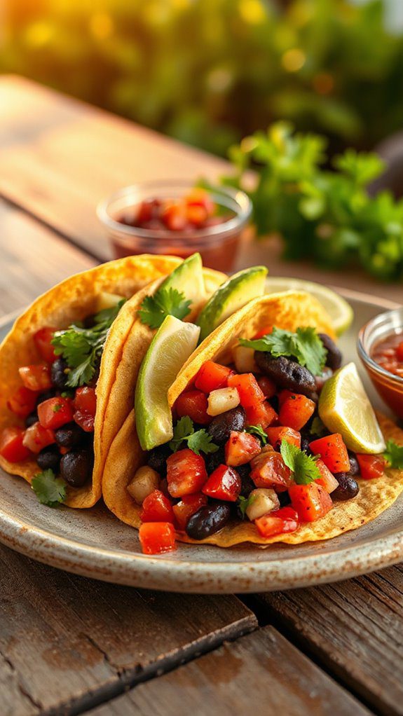 delicious spicy black bean tacos