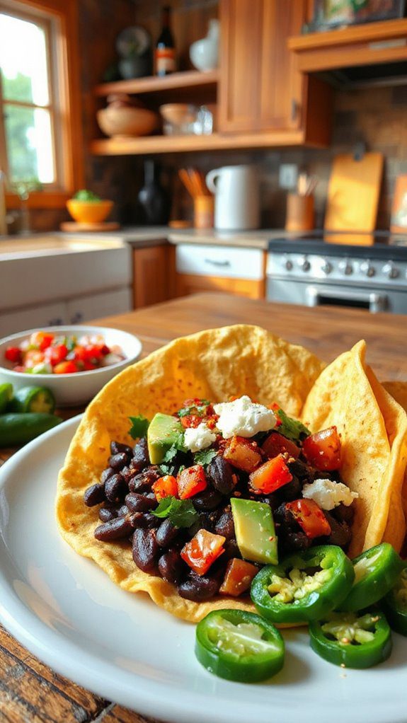 delicious spicy black bean tacos