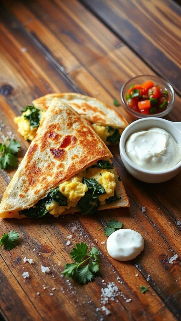 egg and spinach quesadilla egg and spinach quesadilla