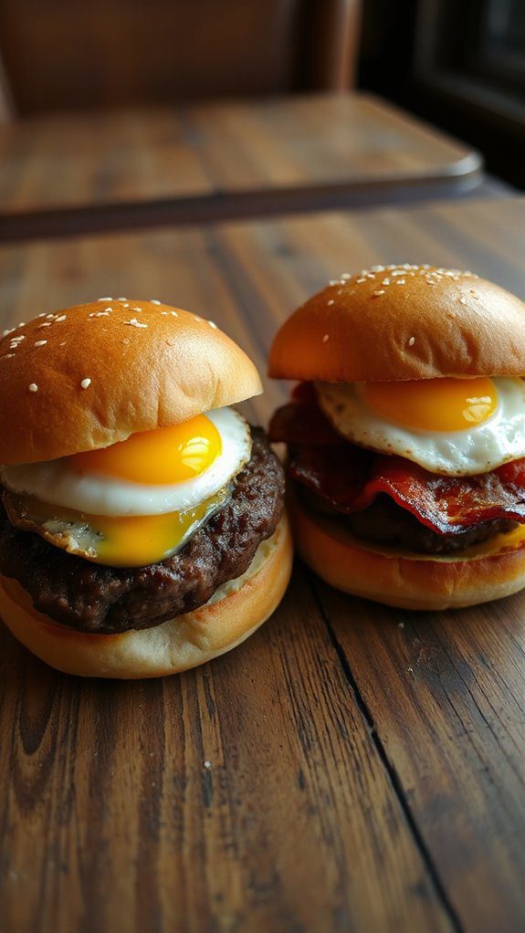 egg topped bacon breakfast burger egg topped bacon breakfast burger