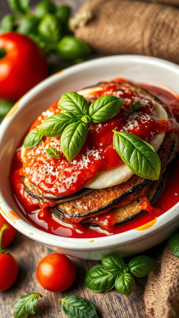 eggplant parmesan with basil