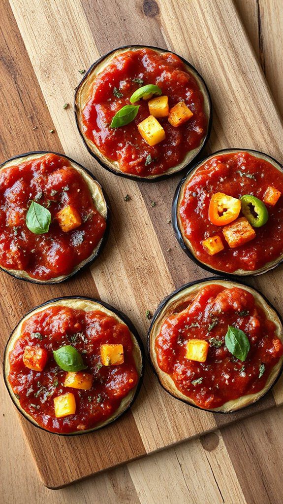 eggplant topped mini pizzas