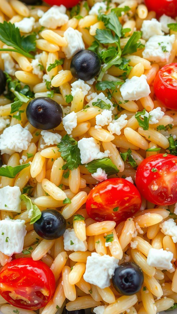 feta and olive orzo salad
