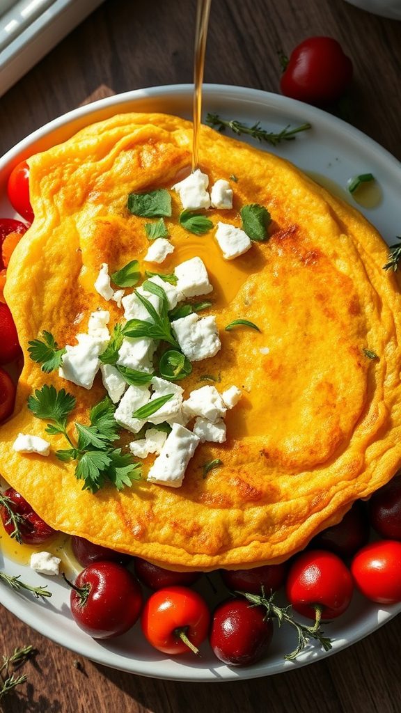 feta filled herb omelette deliciousness