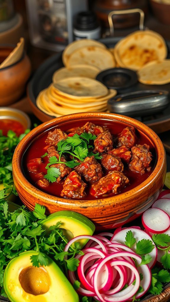 flavorful broth and meat