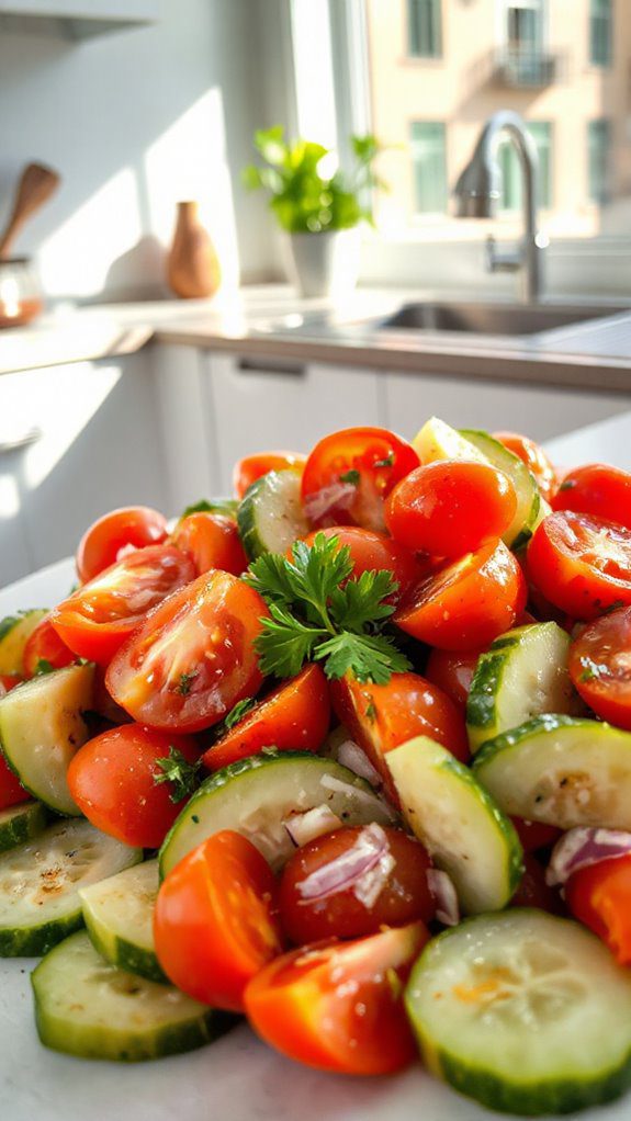fresh cucumber tomato salad