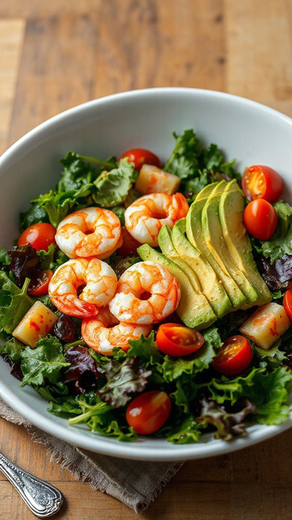 fresh seafood and greens