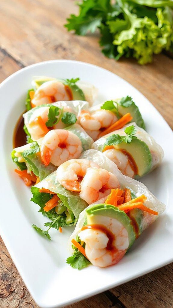 fresh shrimp avocado rolls