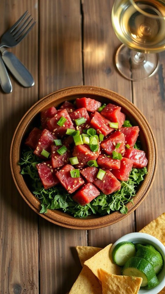 fresh tuna and avocado