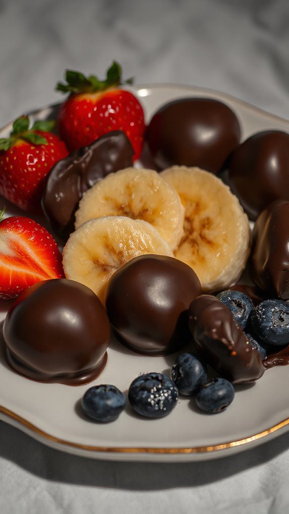 frozen fruit with chocolate