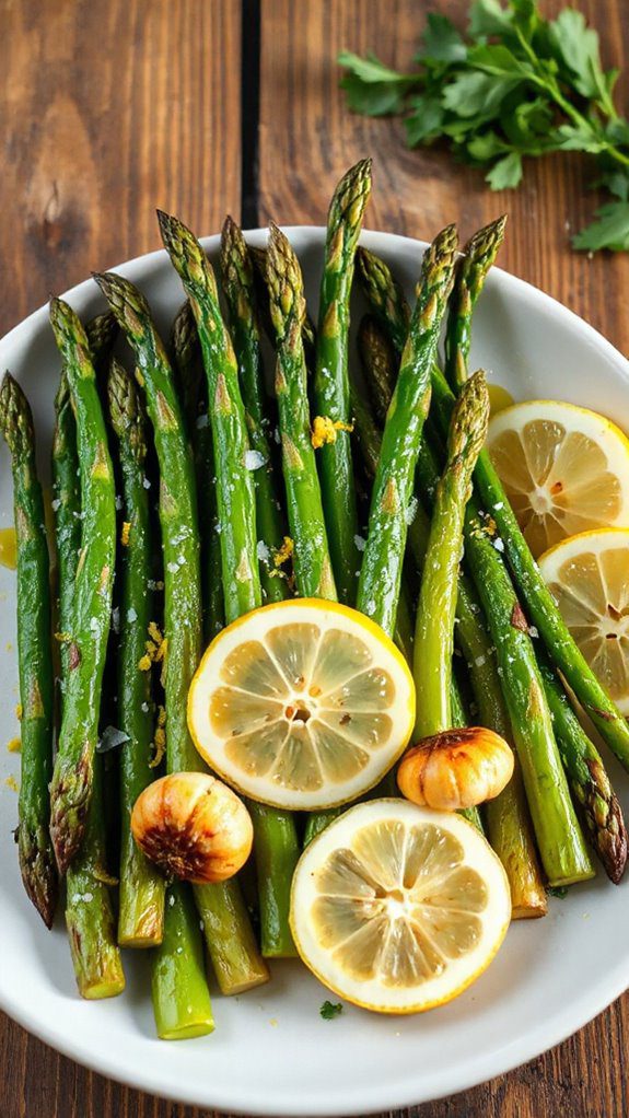 garlic flavored asparagus dish