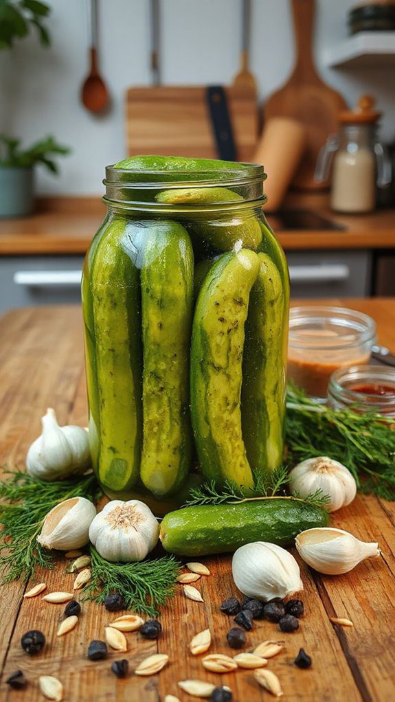 garlic flavored dill pickles