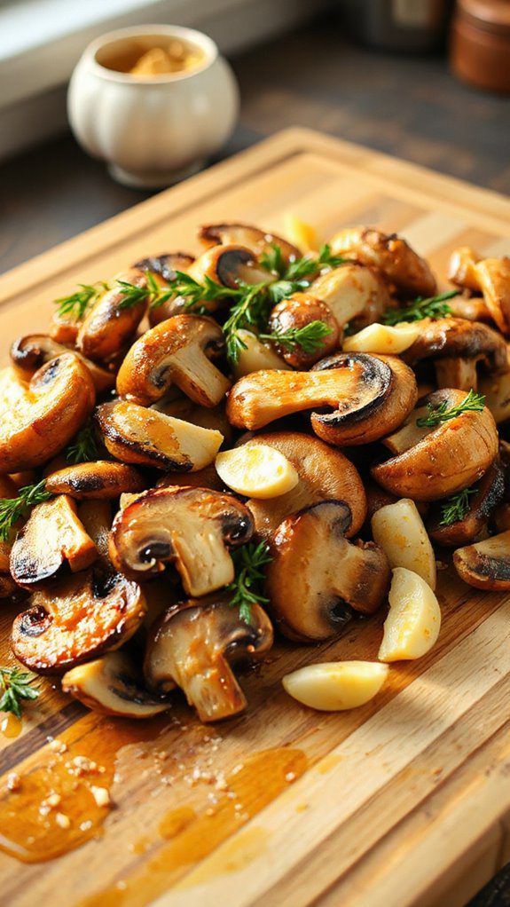 garlic flavored roasted mushrooms