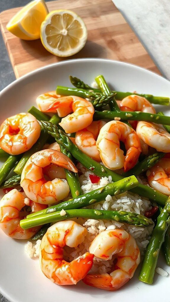 garlic shrimp with asparagus garlic shrimp with asparagus