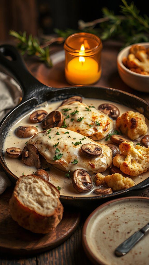 garlicky mushroom chicken dish