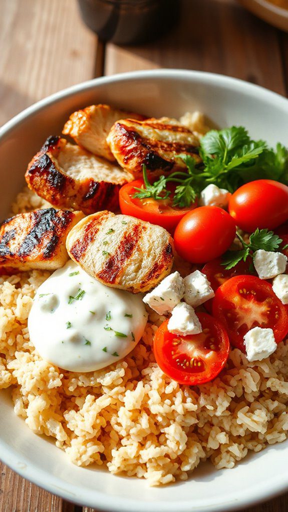 greek chicken rice bowl
