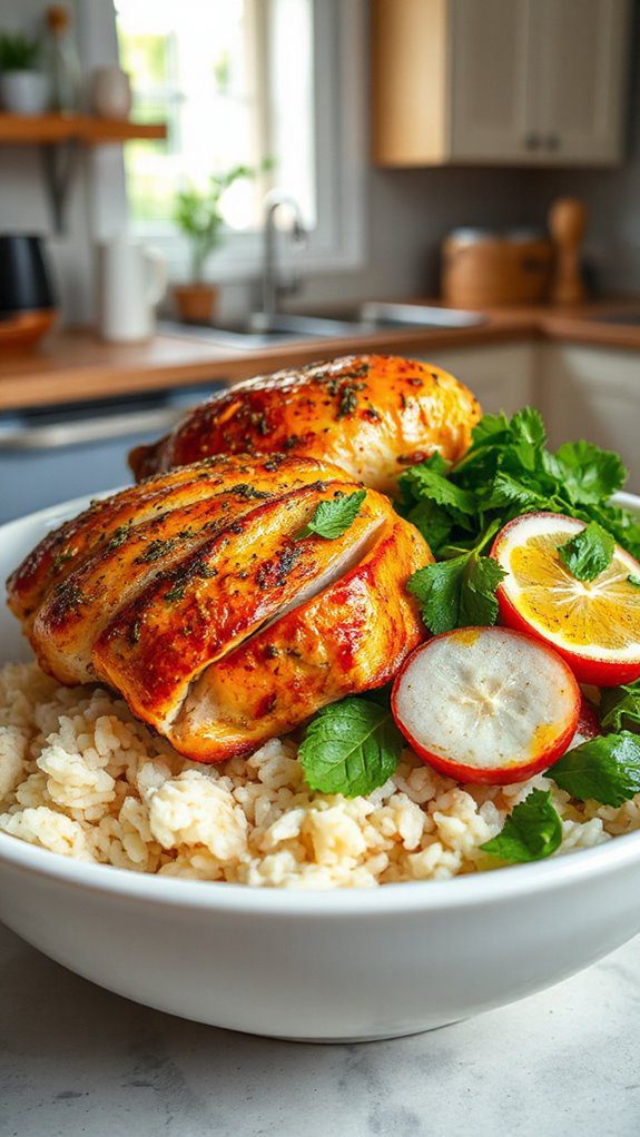 greek chicken rice bowl