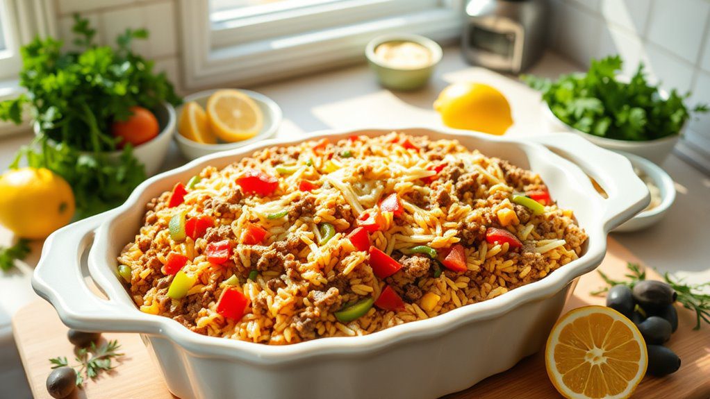 greek hamburger rice casserole greek hamburger rice casserole