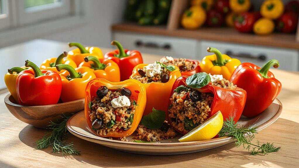 greek inspired stuffed peppers recipe