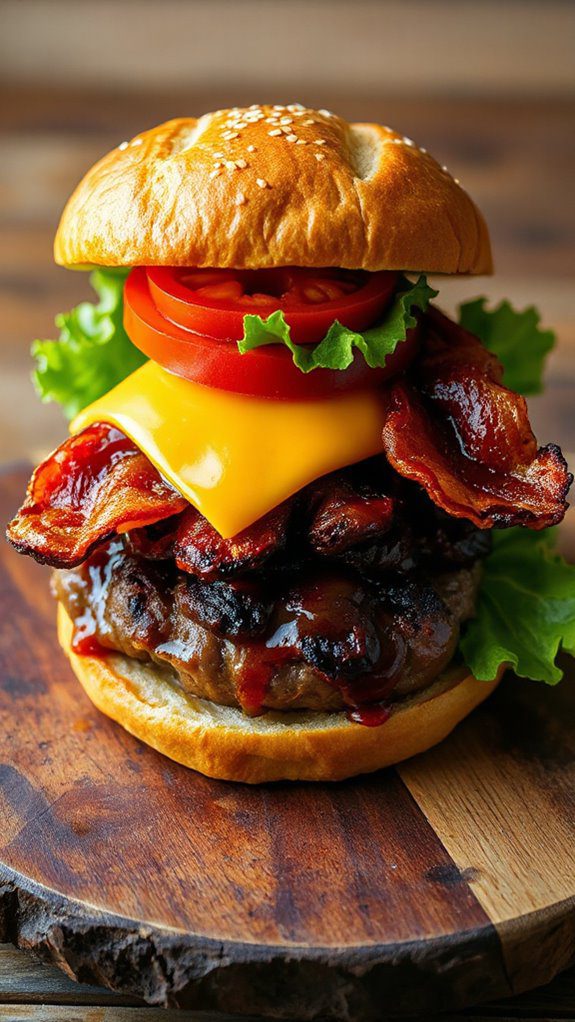 grilled burger with bacon grilled burger with bacon