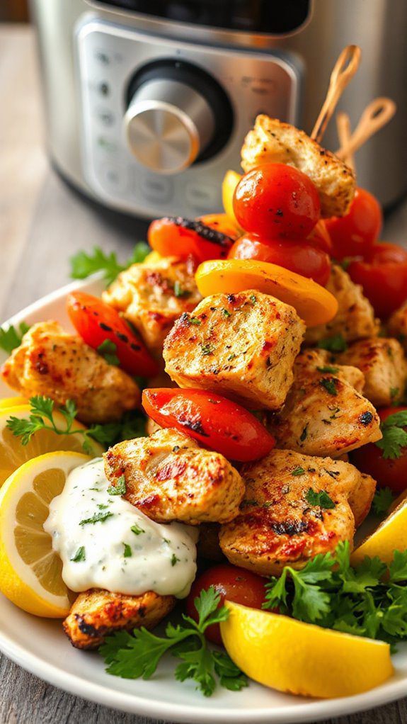 grilled chicken on skewers