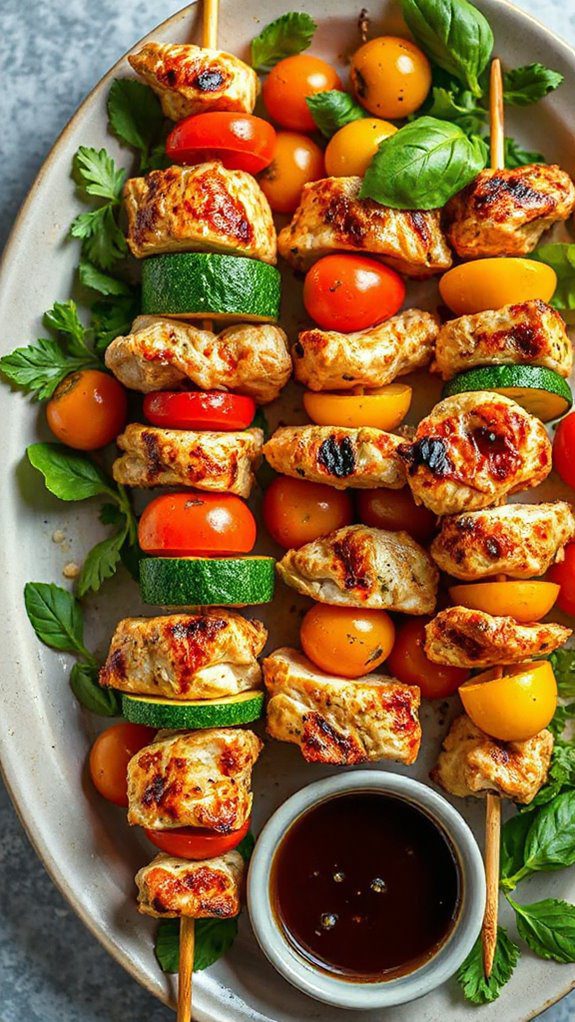 grilled chicken vegetable skewers grilled chicken vegetable skewers