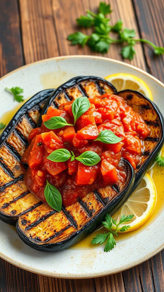 grilled eggplant with sauce