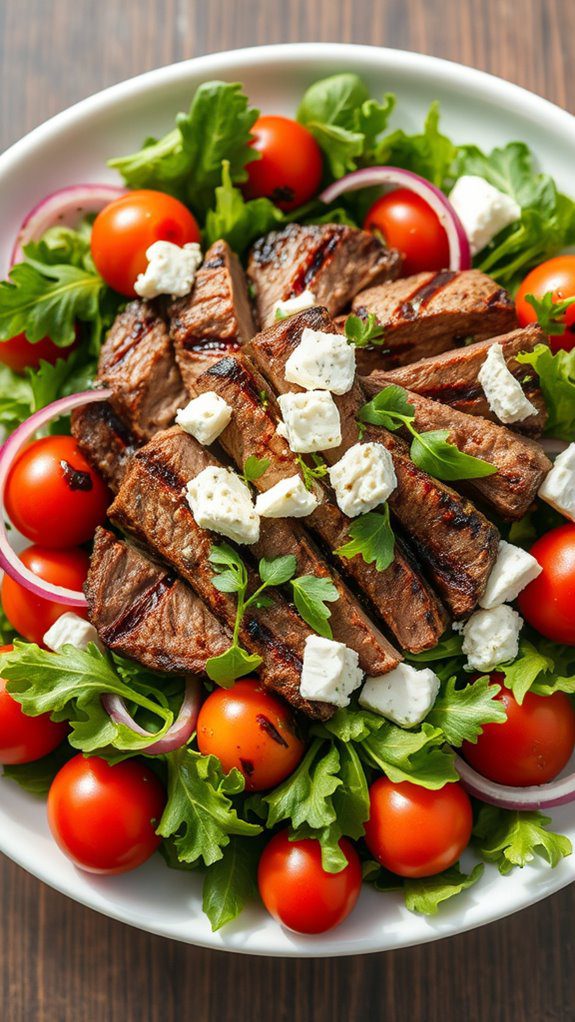 grilled steak with feta