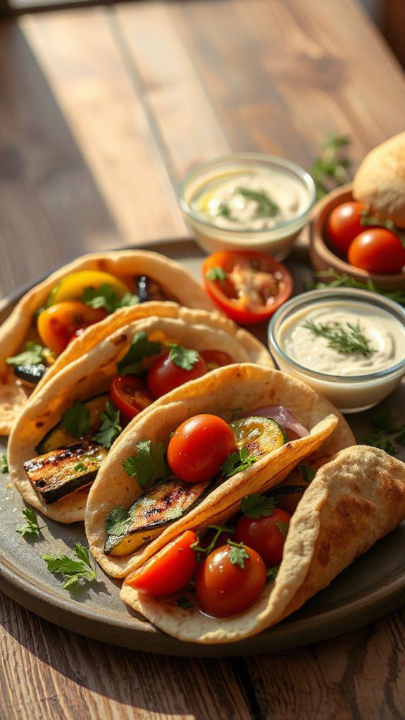 grilled vegetable pita tacos