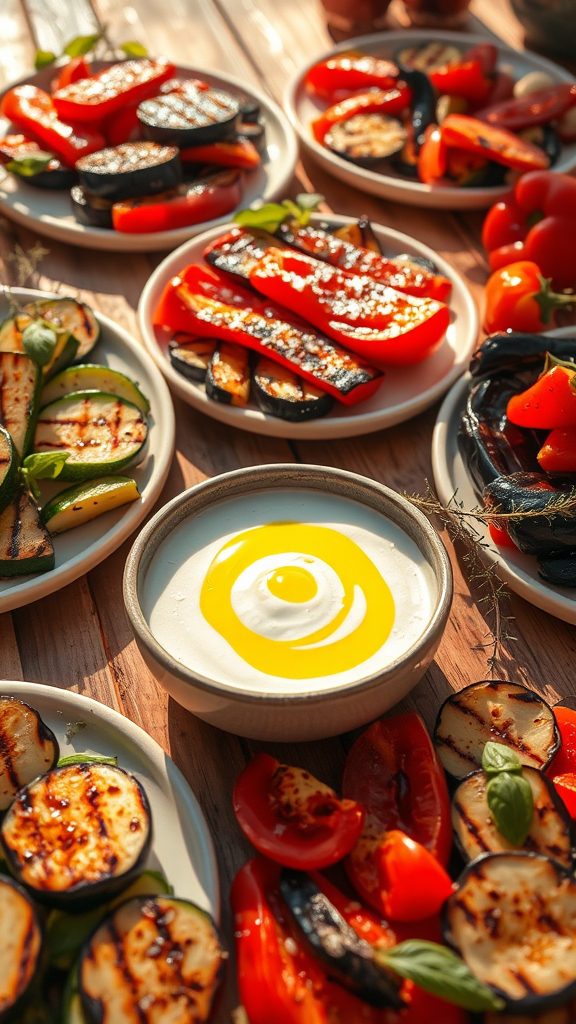 grilled vegetables with cashew cream