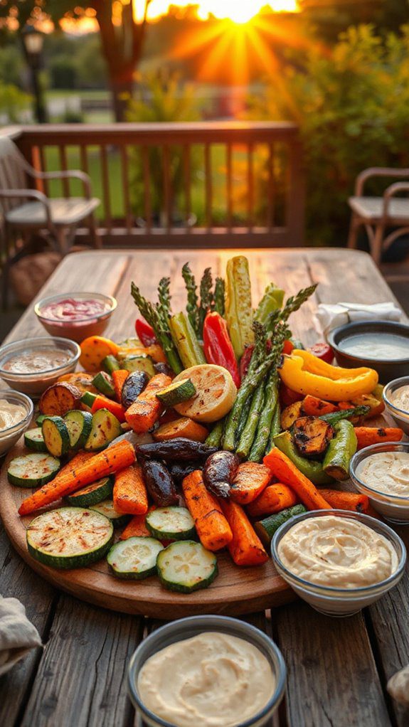 grilled veggies served with hummus
