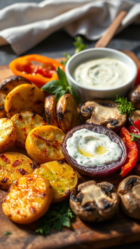 grilled veggies served with tzatziki