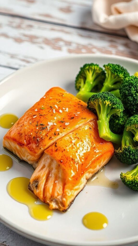healthy salmon broccoli dish