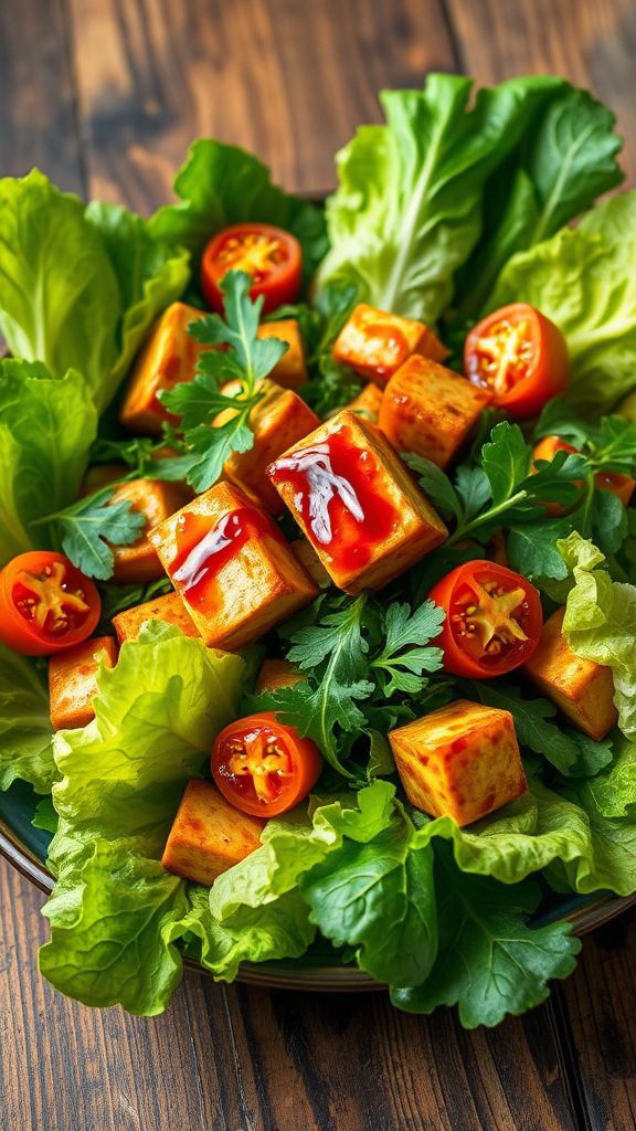 healthy teriyaki tofu salad