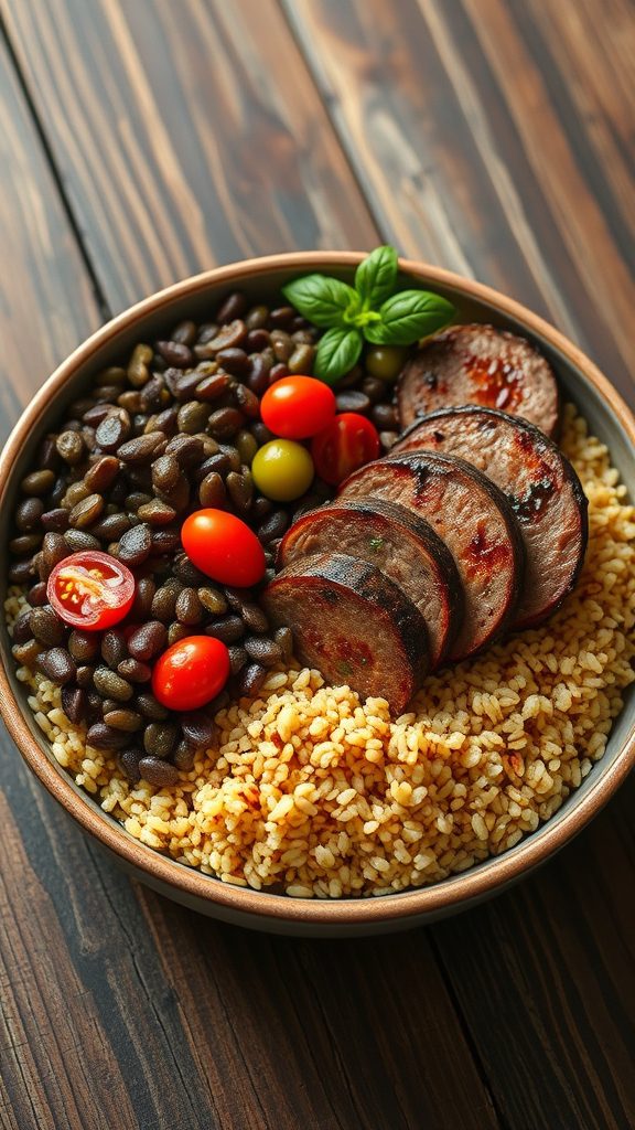 hearty grain and sausage