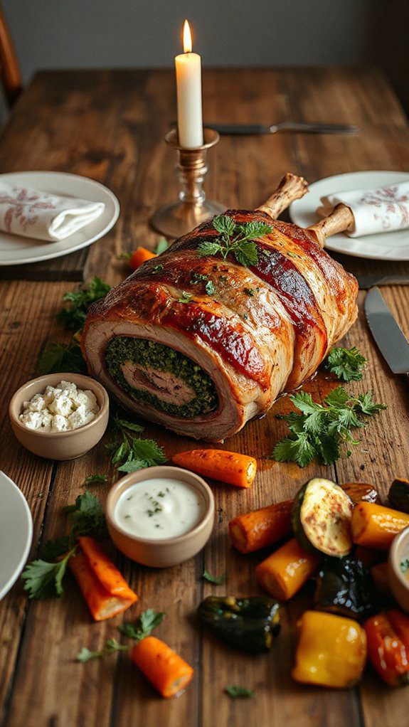 herb and feta stuffed lamb