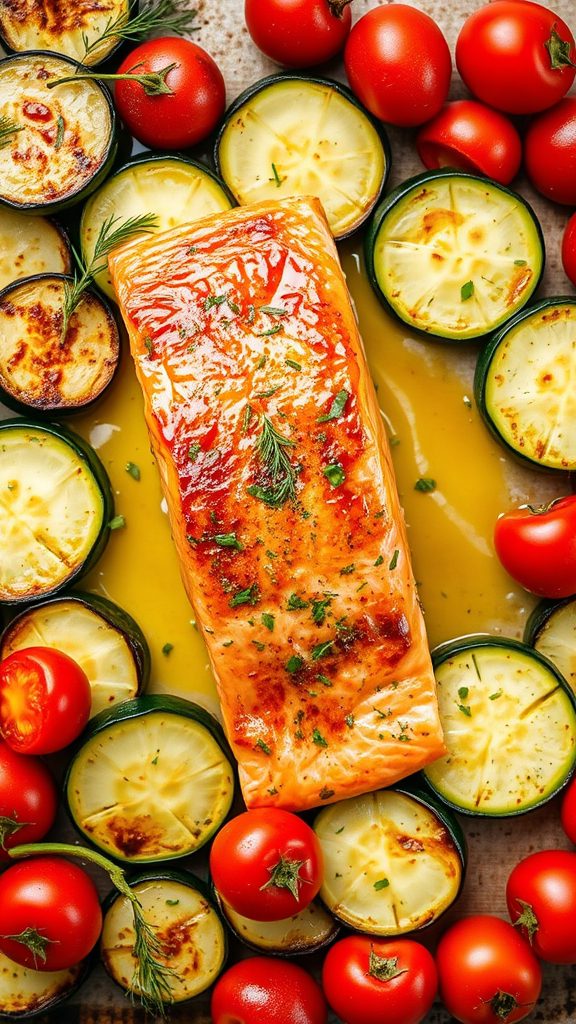 herb crusted salmon zucchini dish